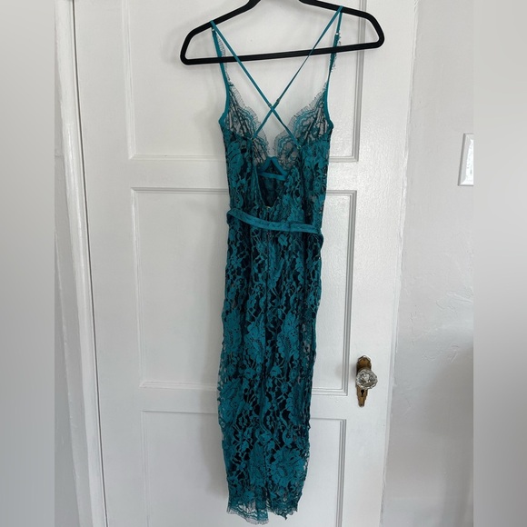 Agent Provocateur Rosette Dress Soirée AP4 Teal Blue Lace See Through size 4 - Picture 12 of 12